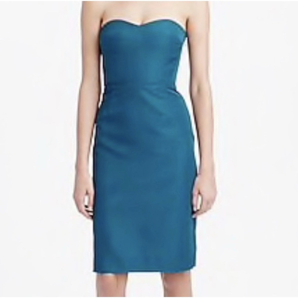 NWT J.Crew Sz 12 Dress Weddings Parties Strapless Cutout Deep Harbour Teal Silk